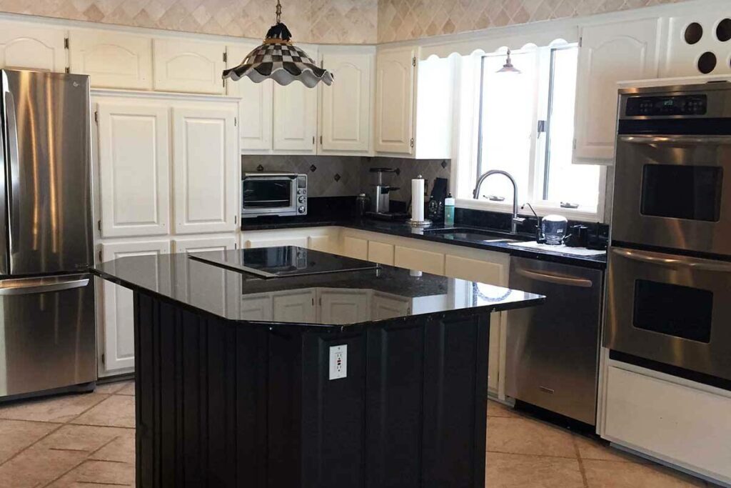 Updating wood-stained kitchencabinets to a modern painted look