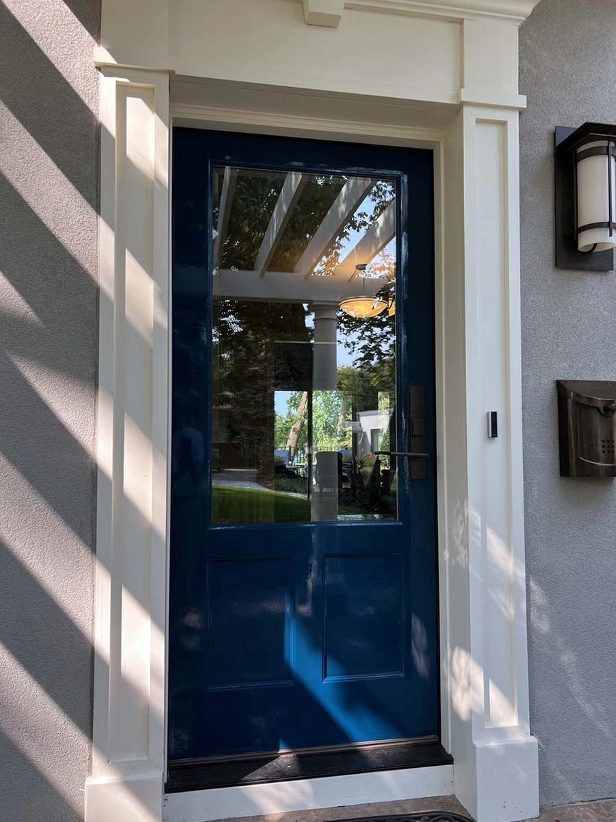 Front door in Fine Paints of Europe blue