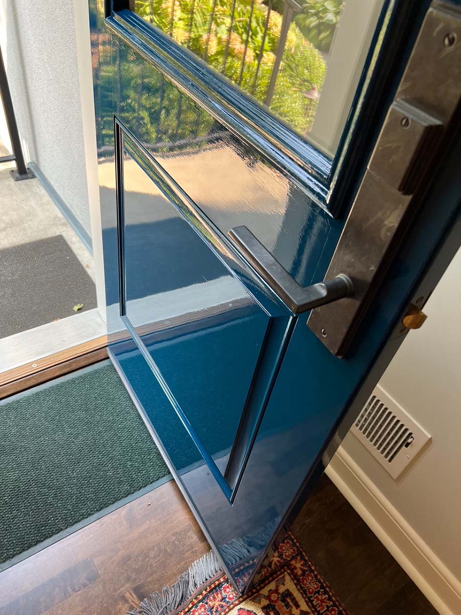 Back door entry to home in Fine Paints of Europe Blue