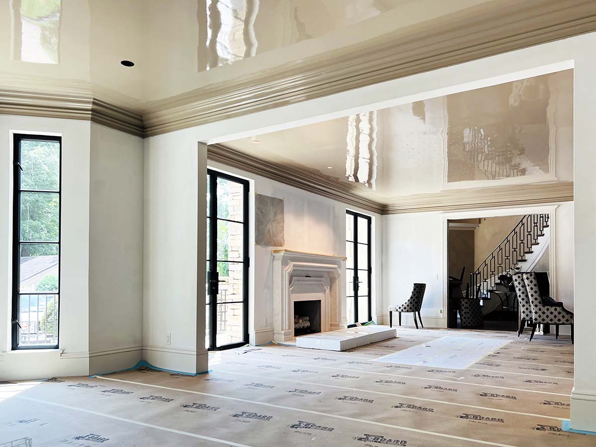 High gloss paint finishes are an aesthetic decision for superior wall surfaces.